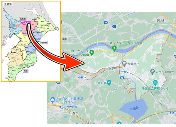 栄町のマップ